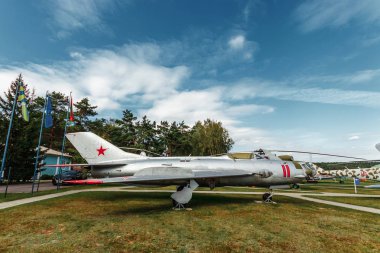 Minsk, Belarus, 10 Eylül 2018. Aviyonik Müzesi, Mig 19. Çok amaçlı savaş Mig-19. Bombardıman hizmet Rusya'da yapıldı 1 nesil.