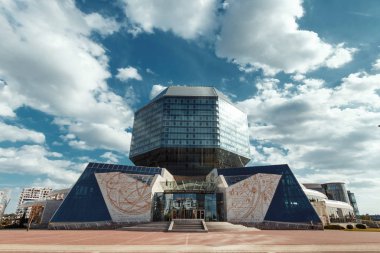 Minsk, Beyaz Rusya, 10 Eylül 2018. Beyaz Rusya Ulusal Kütüphanesi.