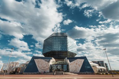 Minsk, Beyaz Rusya, 10 Eylül 2018. Beyaz Rusya Ulusal Kütüphanesi.