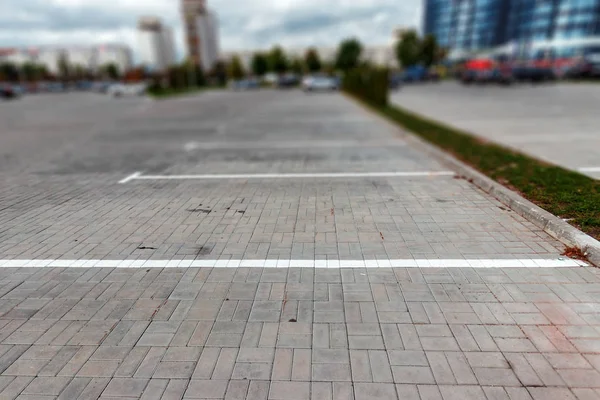 Parkolás Jelölést Aszfalt Parkolóhellyel Rendelkezik Koncepció Hiánya Parkolás Megacities Fizetett — Stock Fotó