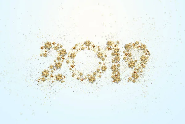 Fondo Creativo 2019 Feliz Año Nuevo Números Oro Diseño Tarjeta — Foto de Stock