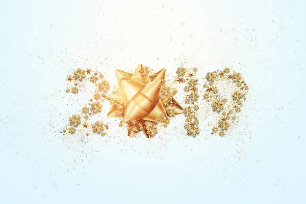 Creatieve Achtergrond 2019 Gelukkig Nieuwjaar Gouden Nummers Ontwerp Van Wenskaart — Stockfoto