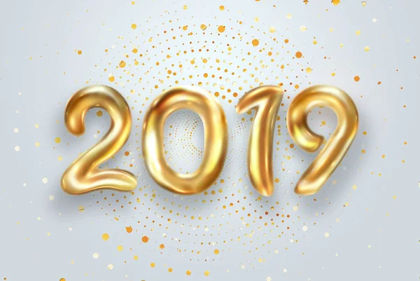 Fundo Criativo Números Ouro Balões Fundo Claro 2019 Feliz Ano — Fotografia de Stock
