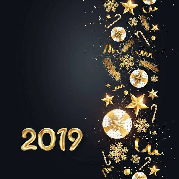 Creatieve Achtergrond Stijlvol 2019 Happy New Year Achtergrond Gouden Ontwerp — Stockfoto