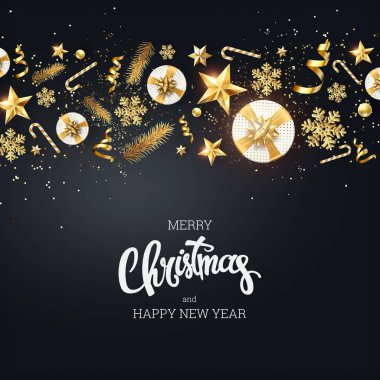 Yaratıcı arka plan, klas 2019 mutlu yeni yıl arka plan. Noel ve yeni yıl 2019 tebrik kartları için altın tasarım. Yeni yıl el ilanı, tebrik kartı, Festival arka plan, kopyalama alanı.
