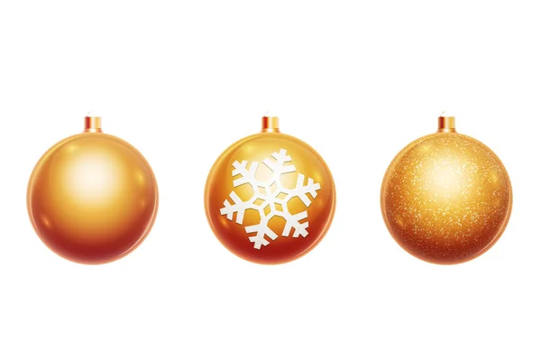 Collection Colorful Christmas Balls White Isolated Render — Stock Photo, Image