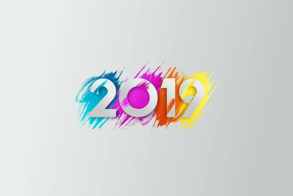 在现代背景下 富有创意的新设计题词2019年 浅色背景 新年快乐 圣诞快乐 — 图库照片