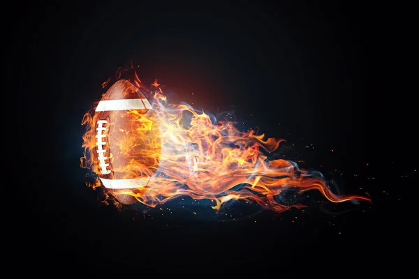 American Football Game Soccer Ball Enveloped Fire Concept Sport Wrestling — Stock Photo, Image