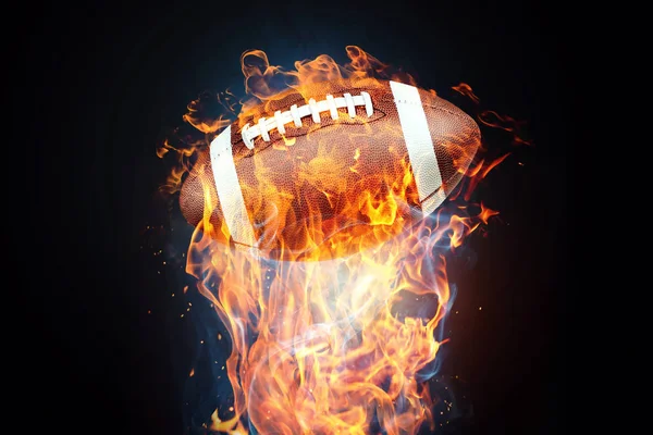 アメリカン フットボールの試合 サッカー ボールが火に包まれます スポーツ プロレス 反対の概念 ミクスト メディア コピー — ストック写真
