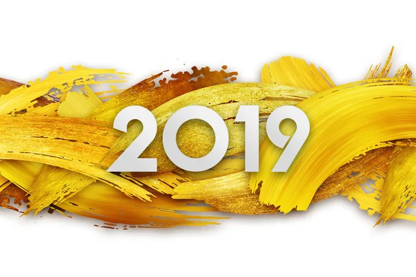 2019 Buon Natale Felice Anno Nuovo Card Design Acrilico Oro — Foto Stock