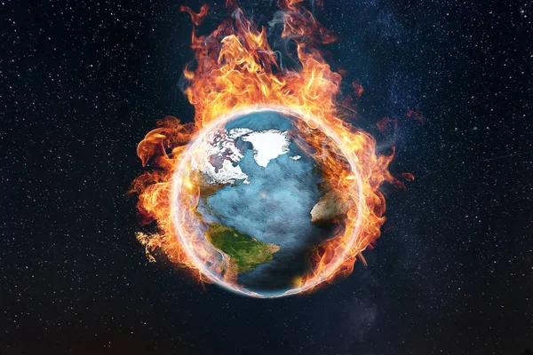 Wereld Staat Brand Globale Opwarming Van Aarde Gemiddelde Temperatuur Aarde — Stockfoto