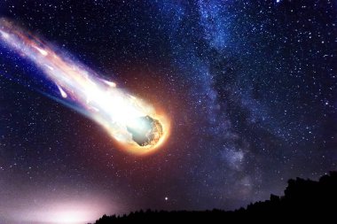 Yıldızlı gökyüzü, Samanyolu, güzel manzara, gece vakti, Beyaz Rusya.