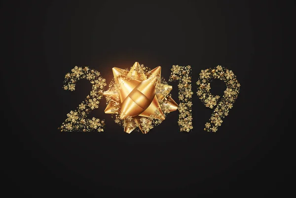 Fundo Criativo 2019 Feliz Ano Novo Números Ouro Projeto Cartão — Fotografia de Stock