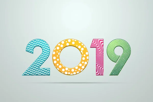 Fundo Criativo 2019 Feliz Ano Novo Desenho Colorido Números Design — Fotografia de Stock