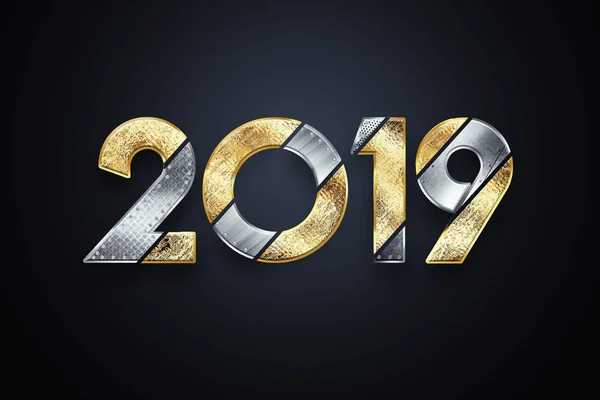 創造的な背景 金属年 1000 新年あけましておめでとうございます 2019 年金属テキスト コピー スペース — ストック写真