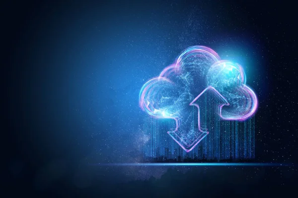 Творческий Фон Изображение Голограммы Облака Синий Фон Концепция Облачных Технологий — стоковое фото