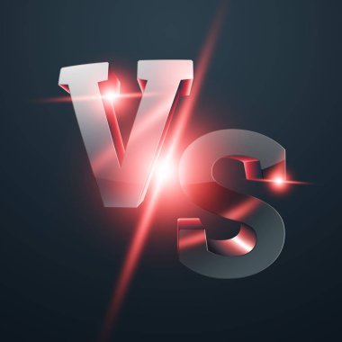 Yaratıcı arka plan, gri-kırmızı karşı logosu, spor ve güreş için mektuplar. oyun kavramı, rekabet, yarışma, güreş, spor. 3D render, 3D illüstrasyon.