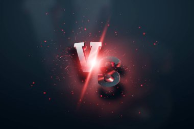 Yaratıcı arka plan, gri-kırmızı karşı logosu, spor ve güreş için mektuplar. oyun kavramı, rekabet, yarışma, güreş, spor. 3D render, 3D illüstrasyon.