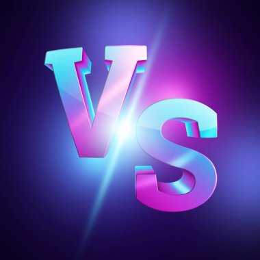 Yaratıcı arka plan, mavi neon karşı logosu, spor ve güreş için mektuplar. oyun kavramı, rekabet, yarışma, güreş, spor. 3D render, 3D illüstrasyon.