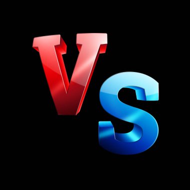 Yaratıcı arka plan, kırmızı-mavi karşı logosu, spor ve güreş için mektuplar. oyun kavramı, rekabet, yarışma, güreş, spor. 3D render, 3D illüstrasyon.