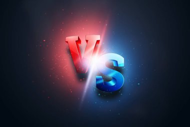 Yaratıcı arka plan, kırmızı-mavi karşı logosu, spor ve güreş için mektuplar. oyun kavramı, rekabet, yarışma, güreş, spor. 3D render, 3D illüstrasyon.