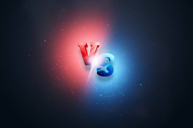 Yaratıcı arka plan, kırmızı-mavi karşı logosu, spor ve güreş için mektuplar. oyun kavramı, rekabet, yarışma, güreş, spor. 3D render, 3D illüstrasyon.
