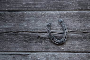 Eski tahta tahtada eski at nalı. Şans, şans, şans kavramı.