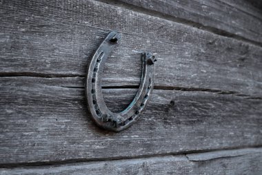 Eski tahta tahtada eski at nalı. Şans, şans, şans kavramı.