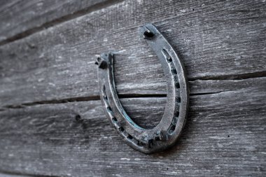 Eski tahta tahtada eski at nalı. Şans, şans, şans kavramı.