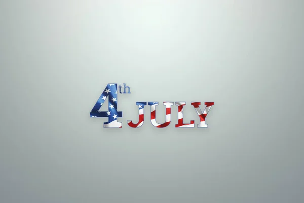 Fundo criativo, inscrição 4 de julho em um fundo leve, Dia da Independência dos EUA. Banner do Dia da Independência EUA, cartão postal, democracia, espaço de cópia. Ilustração 3D, renderização 3D — Fotografia de Stock