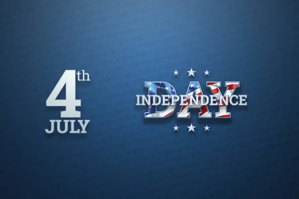 Fundo criativo, inscrição do Dia da Independência em fundo azul, 4 de julho, bandeira americana. Bandeira do Dia da Independência da América, cartão postal, democracia, espaço de cópia. Ilustração 3D, renderização 3D — Fotografia de Stock