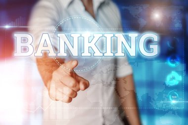 İşadamı sanal bir ekranda tıklatır ve 