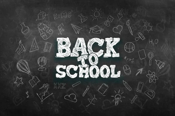 Yaratıcı arka plan, okula dönüş yazıtı, eğitim unsurları ve arka planda metin için alan. 3d illüstrasyon, 3d render