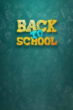 Yaratıcı arka plan, okula dönüş yazıtı, eğitim unsurları ve arka planda metin için alan. Flyer A4, satılık poster, indirimler. 3d illüstrasyon, 3d render