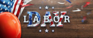 El ilanı, İşçi bayramı satış promosyon reklam. Amerikan emek günü duvar kağıdı. İndirim, Tasarım şablonu. Kopyalama alanı