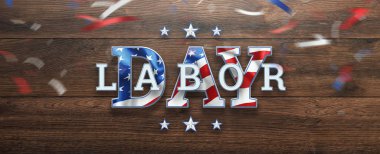 El ilanı, İşçi bayramı satış promosyon reklam. Amerikan emek günü duvar kağıdı. İndirim, Tasarım şablonu. Kopyalama alanı