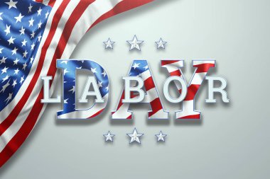 Yaratıcı arka plan, Happy Labor Day afiş. Tasarım şablonu. Kopya alanı. 3d illüstrasyon, 3d tasarım