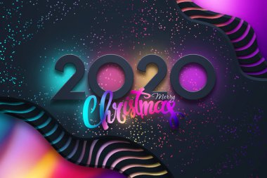 Yaratıcı Tasarım, Mutlu Yıllar, Neon Numaraları 2020 Tasarım. Mutlu Noeller. 3d İllüstrasyon, 3d Rendering