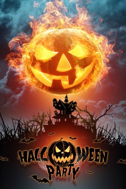 Yaratıcı arka plan, yazıt Halloween parti kabak karanlık bir arka plan üzerinde. Festival arka plan, el ilanı, 31 Ekim, tasarım