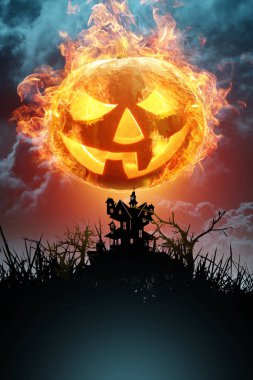 Yaratıcı arka plan, yazıt Halloween parti kabak karanlık bir arka plan üzerinde. Festival arka plan, el ilanı, 31 Ekim, tasarım