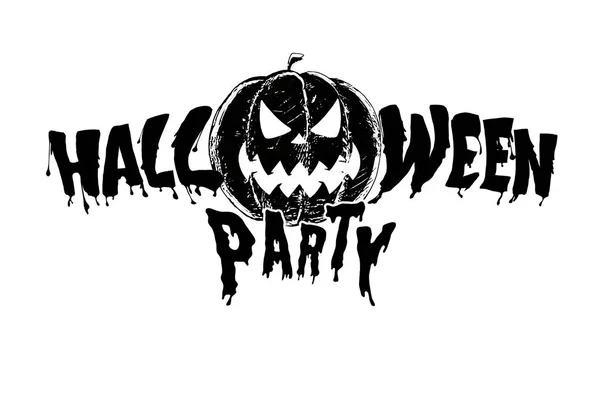Kreativer Hintergrund, Inschrift Halloween Party Kürbis auf weißem Hintergrund. festlicher Hintergrund, Flyer, 31. Oktober, Design — Stockfoto