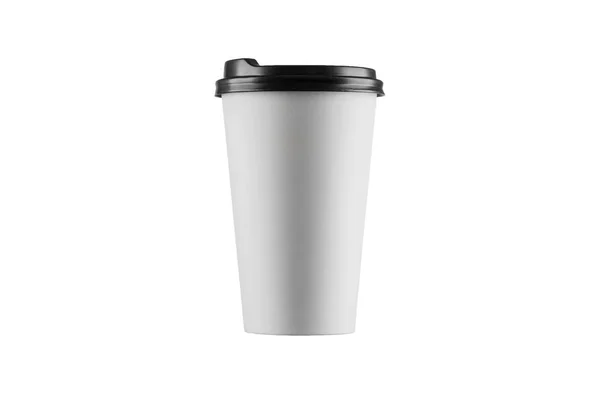 Tazza di caffè bianco di carta isolata su sfondo bianco. mockup, layout, spazio di copia — Foto Stock