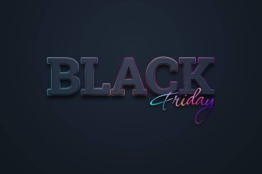 Black Friday satış yazıt, koyu bir arka plan üzerinde neon, tasarım şablonu. Kara cuma bayrağı. Kopya alanı, yaratıcı arka plan. 3d İllüstrasyon, 3d Tasarım.