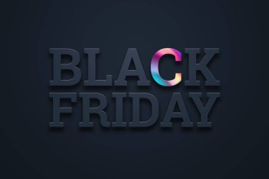 Black Friday satış yazıt, koyu bir arka plan üzerinde neon, tasarım şablonu. Kara cuma bayrağı. Kopya alanı, yaratıcı arka plan. 3d İllüstrasyon, 3d Tasarım.