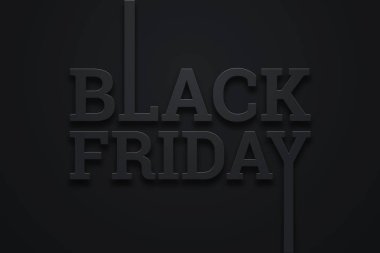 Koyu arka plan, tasarım şablonu üzerinde Black Friday satış yazıt. Kara cuma bayrağı. Kopya alanı, yaratıcı arka plan. 3d İllüstrasyon, 3d Tasarım.
