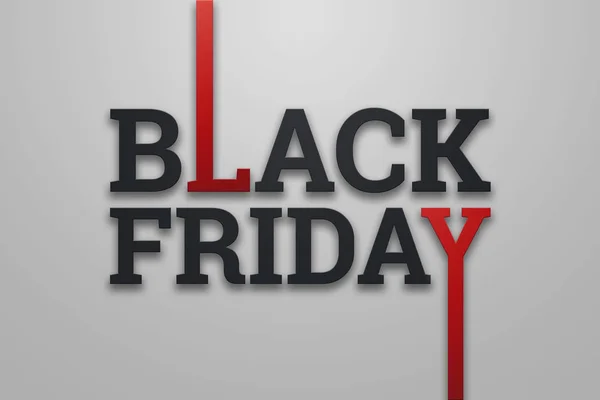 Hafif bir arka plan üzerinde Black Friday satış yazıt, tasarım şablonu. Kara cuma bayrağı. Kopya alanı, yaratıcı arka plan. 3d İllüstrasyon, 3d Tasarım.