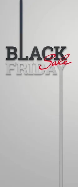 Black friday sale inscription on a light background, vertical banner, design template. Copy space, creative background. 3D illustration, 3D design. — Stock Photo, Image