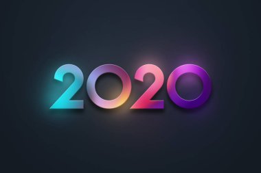 Yaratıcı Tasarım, Mutlu Yıllar, Neon Numaraları 2020 Tasarım. Mutlu Noeller. 3d İllüstrasyon, 3d Rendering