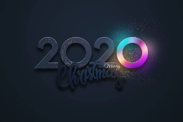 Creative Design, Felice Anno Nuovo, Neon Numbers 2020 Design. Buon Natale. Ciao. Illustrazione 3D, Rendering 3D — Foto Stock