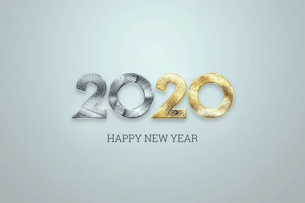 Creatief ontwerp, Gelukkig Nieuwjaar, Metaal- en goudnummers 2020 Ontwerp op een lichte achtergrond. Vrolijk kerstfeest — Stockfoto